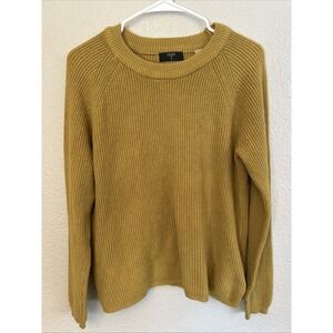 Tahari Sweater Mustard Yellow Knit Pullover Long Sleeve Women's Size Large
